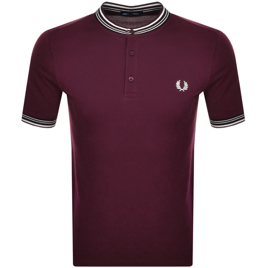 Alternative Image for ProductFred Perry Henley Collar Polo T Shirt Burgundy1
